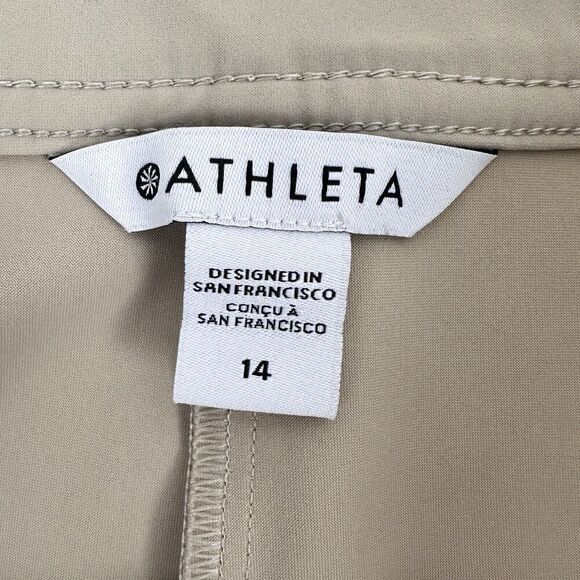 Athleta Stellar Wide Leg Crop Pant Women 14 Abalone Grey Beige Stretch Wide Leg - Picture 10 of 16